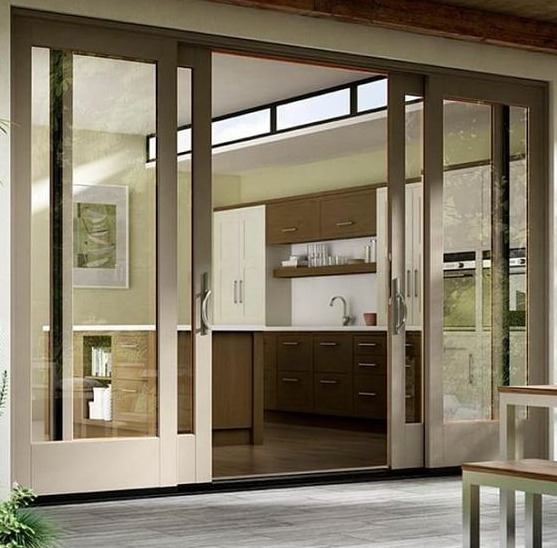 Large Glasses With Wooden Frames-Kitchen Door Design In India