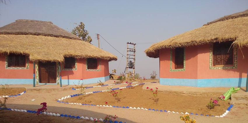 Mud houses in Damankiari village  - vernacular architecture in India