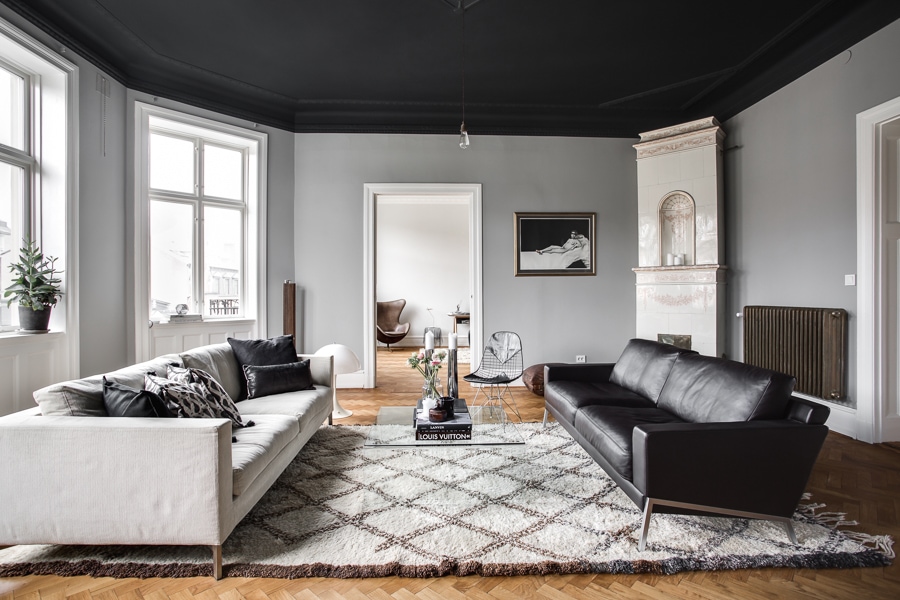 Striking Black Ceiling Colours For Living Room - False Ceiling Colour 